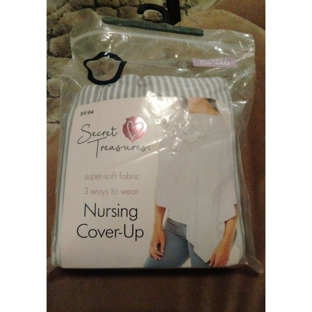 Women's Maternity Nursing Wrap Fits XL-3XL Secret Treasures Striped Gray New